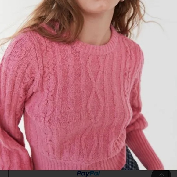 Urban Outfitters Pink Chloe Cable Knit Sweater Sz SP seen on The Series Trinkets - Picture 3 of 12